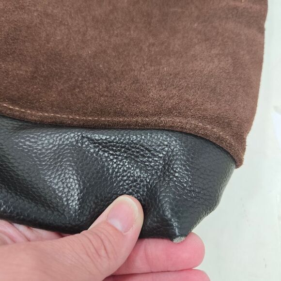 ALI GOLDEN Brown and Black Suede Tote Bag Reversible - Picture 6 of 16